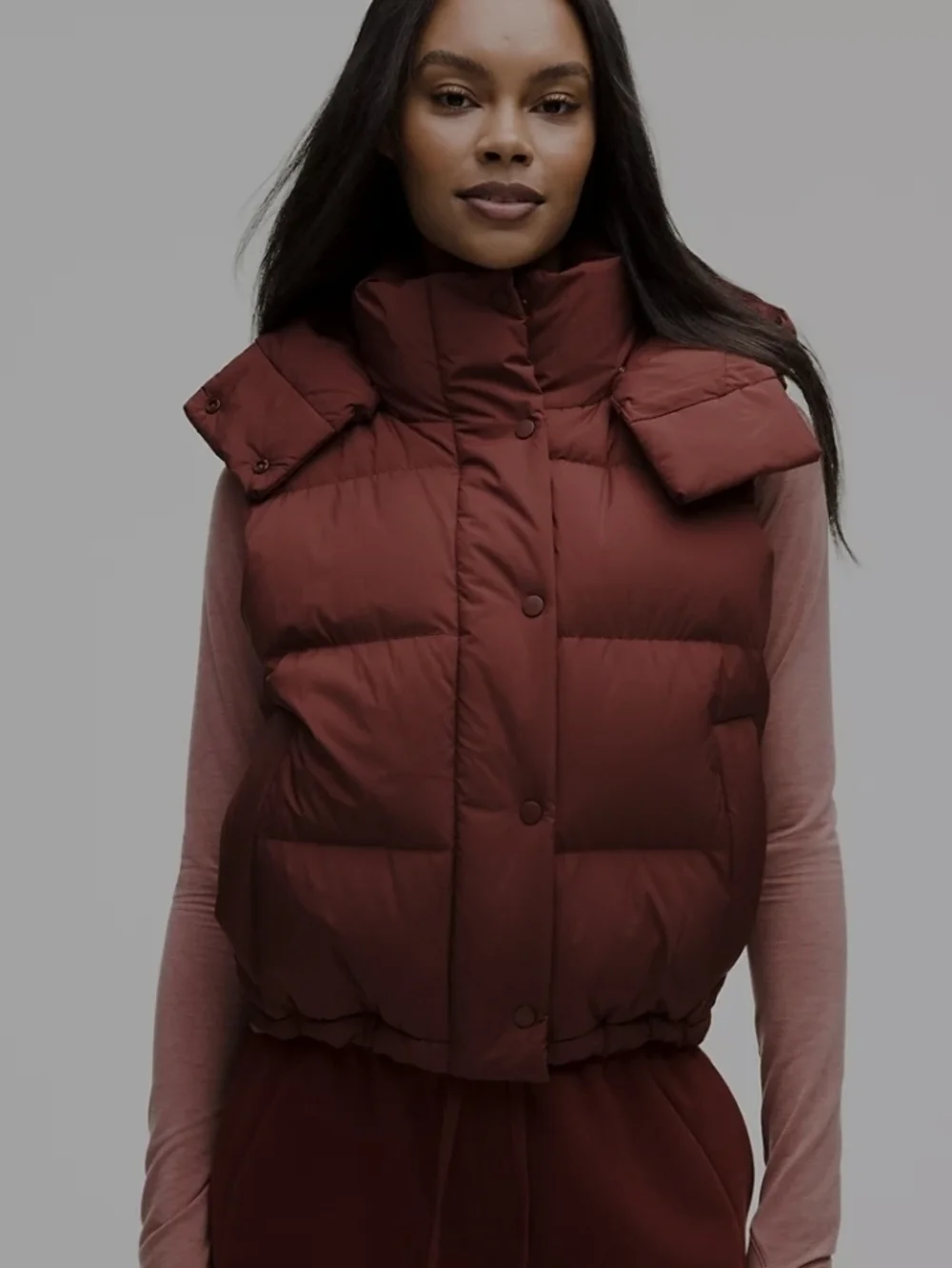 Wunder Puff 600-Down-Fill Cropped Vest COLOR: ROCKWOOD - Picture 1 of 4